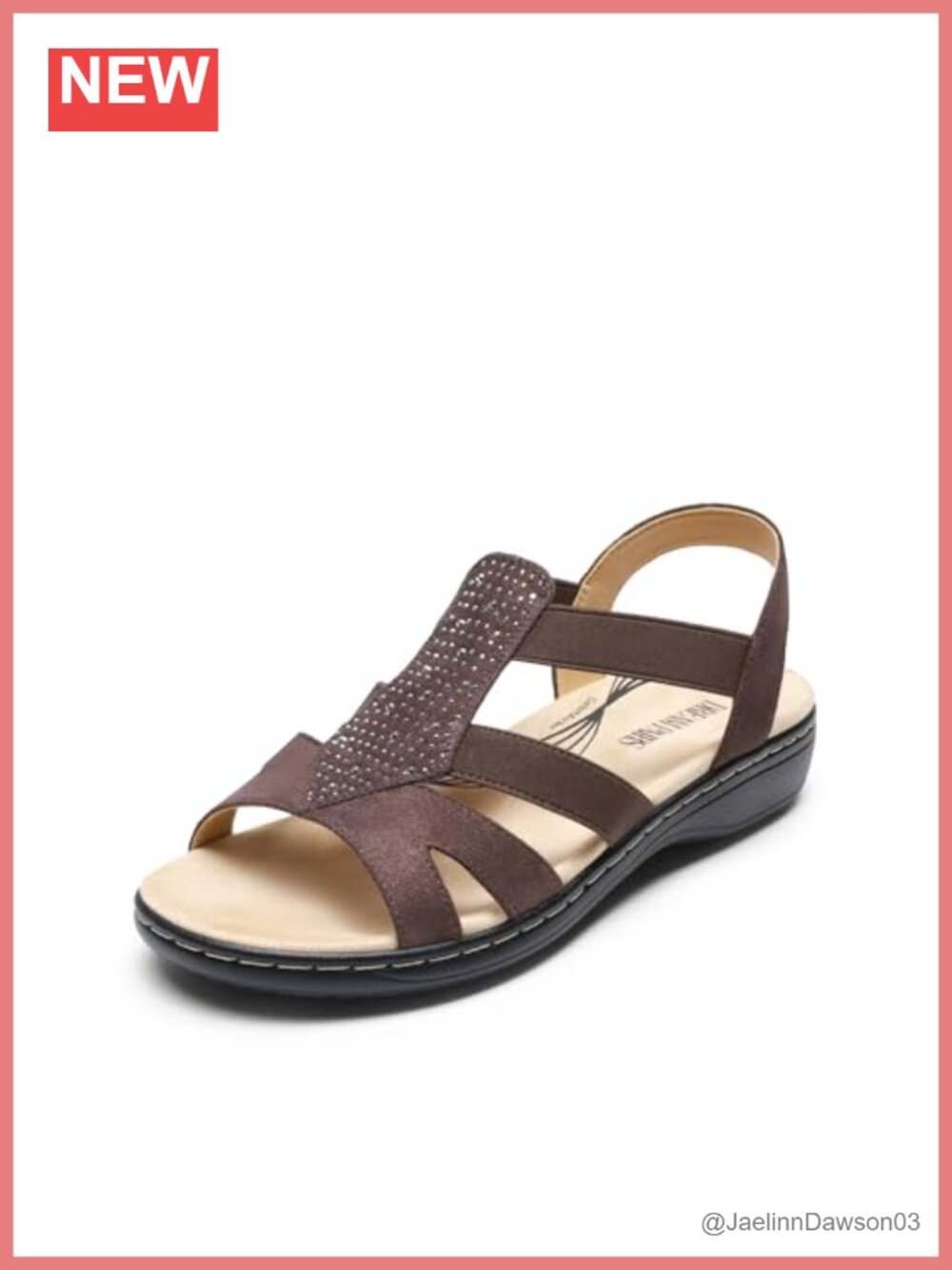 Comfortable Arch Support Flat Sandals with Rhinestone Embellishment